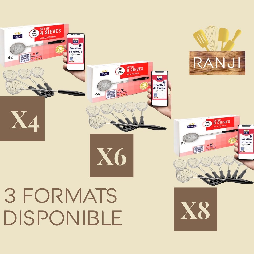Lot Mini Passoires & Épuisettes pour Fondue Chinoise - Écumoire Friture, Cuillère Bubble Tea, Petite Passoire Cuisine