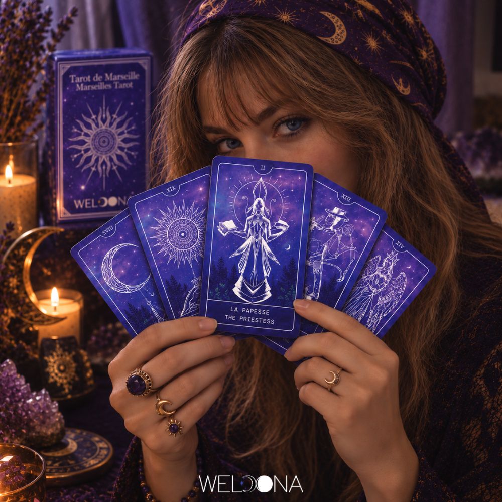 WELOONA- Tarot de Marseille - Jeu de cartes complet 78 cartes