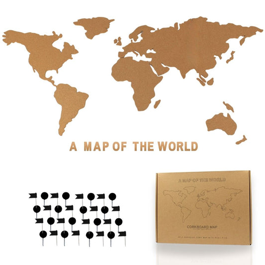 Mappemonde en liège XXL (150x90cm) avec 50 punaises