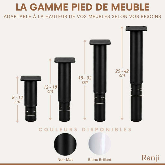 Lot de 4 Pied de Meuble Réglables en Acier