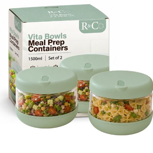 Lot de 2 Bocaux en Verre Ronds avec Couvercle Hermétique 1500 ml