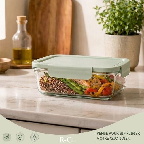 R&Co Lot de 5 Bocaux en Verre avec Couvercle Hermétique 940 ml