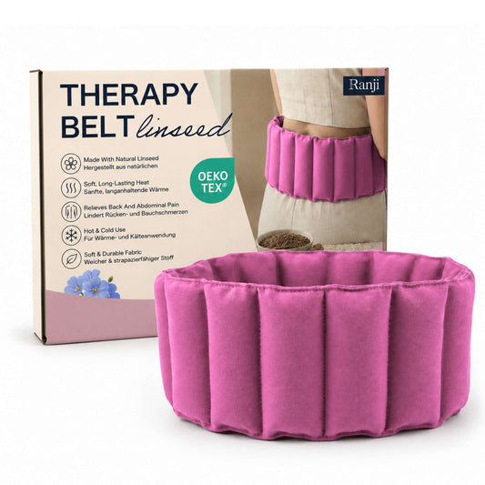 Bouillotte Ceinture Micro-Onde en Graines de Lin (Dos, Ventre) - Rose