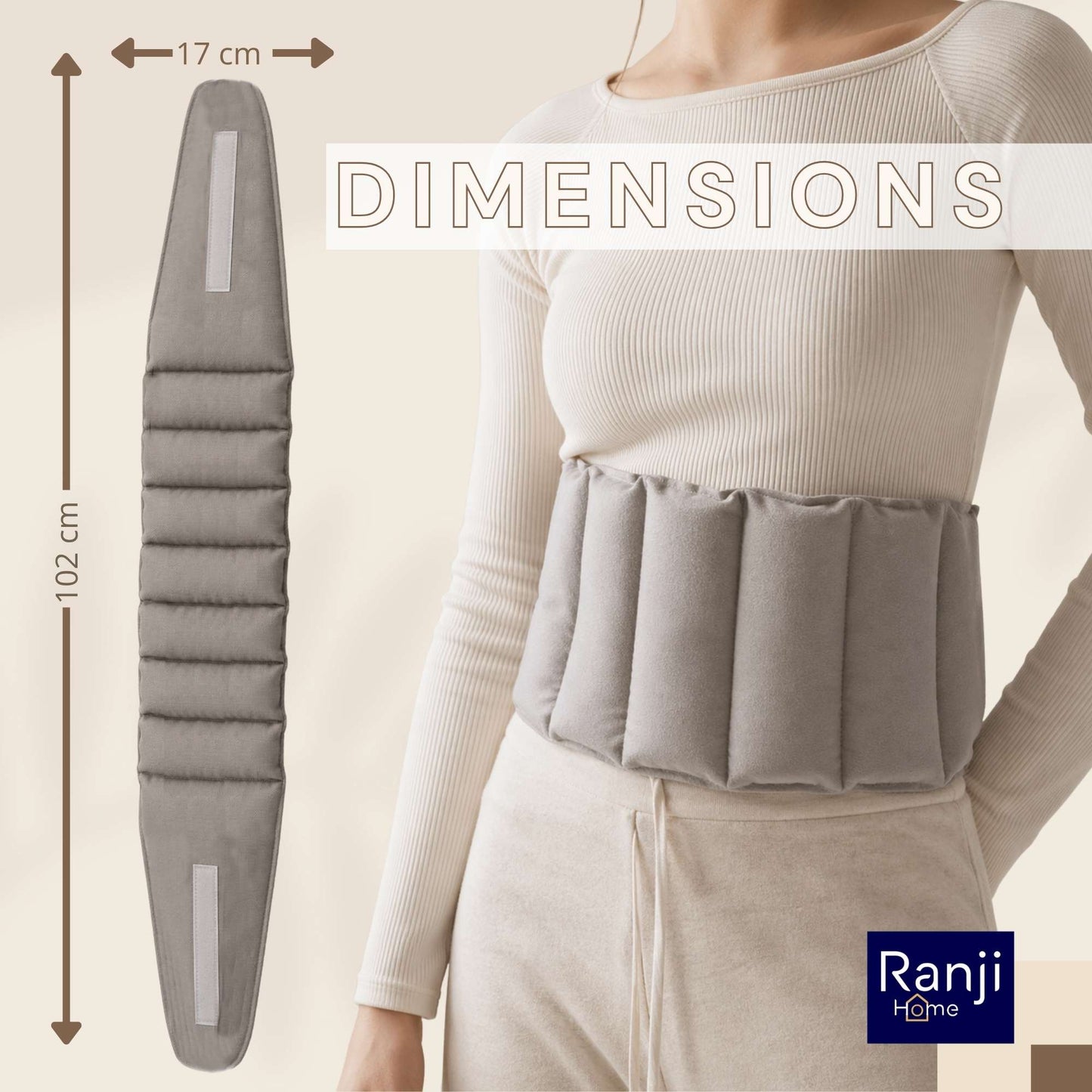 Bouillotte Ceinture Micro-Onde en Graines de Lin (Dos, Ventre) - Gris