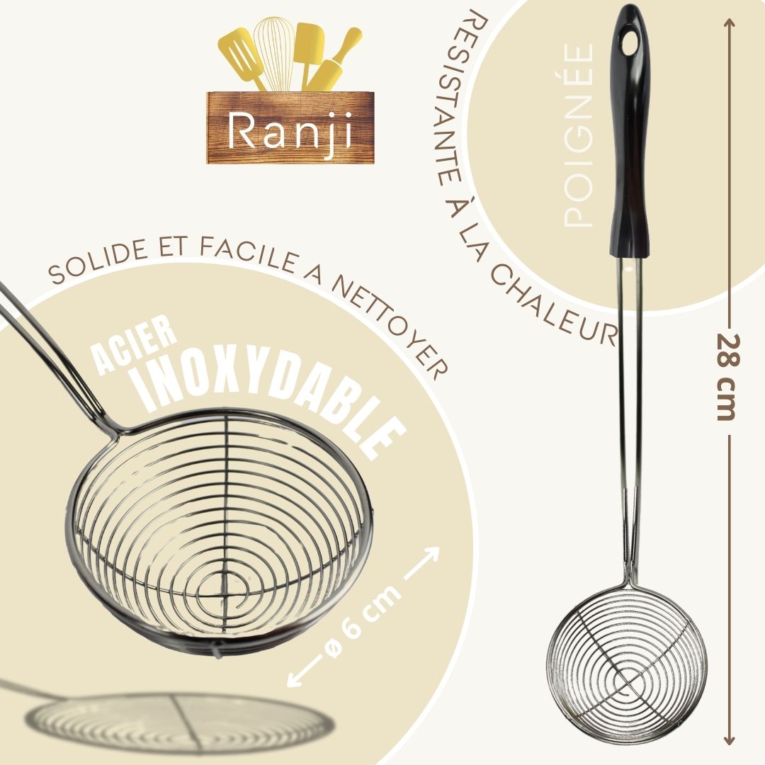 Lot Mini Passoires & Épuisettes pour Fondue Chinoise - Écumoire Friture, Cuillère Bubble Tea, Petite Passoire Cuisine