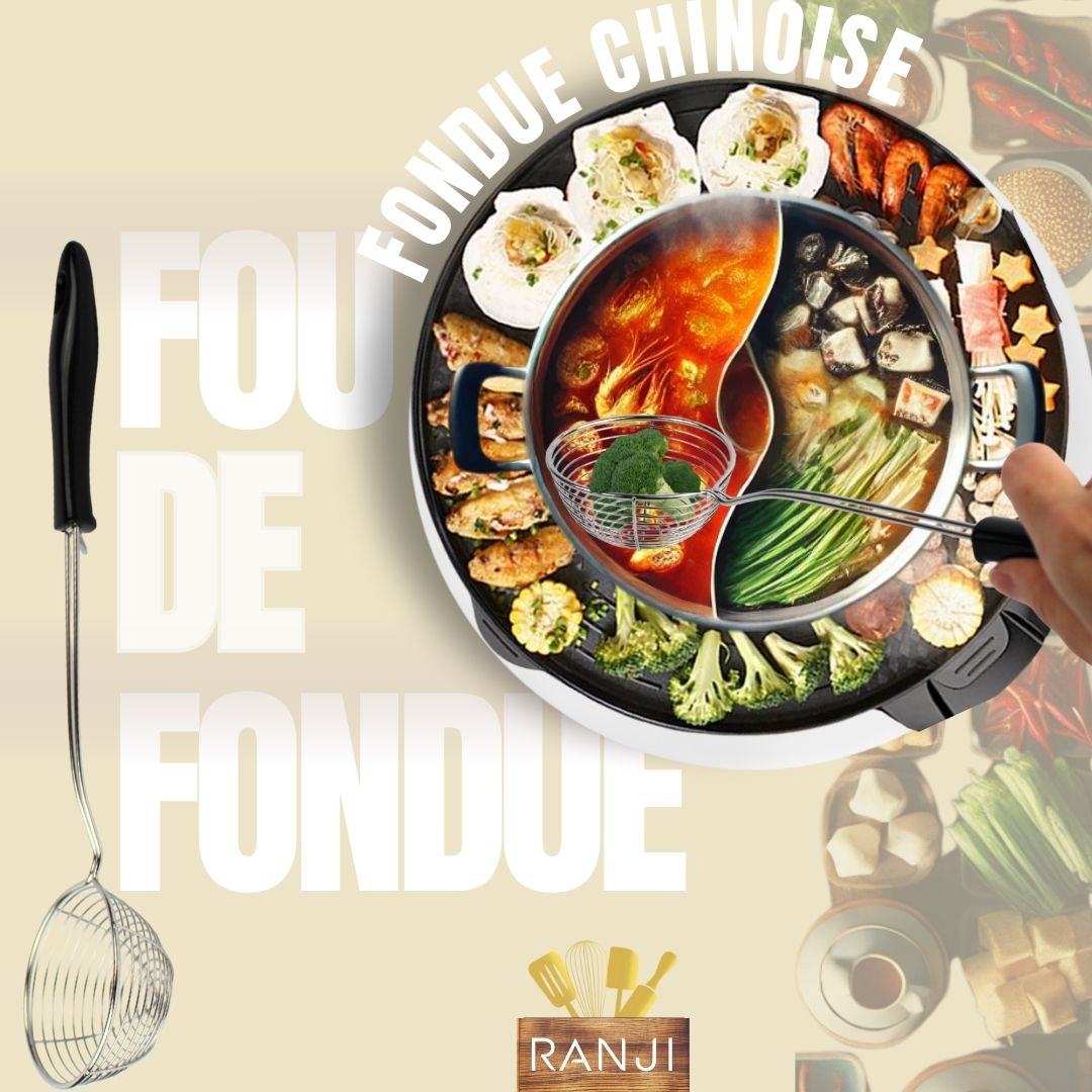 Lot Mini Passoires & Épuisettes pour Fondue Chinoise - Écumoire Friture, Cuillère Bubble Tea, Petite Passoire Cuisine