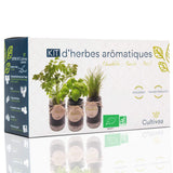 Kit d'herbes aromatiques BIO* - Bleu (Ciboulette, Basilic, Persil)