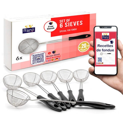 Mini-Sieb- & Schaumlöffel-Set für chinesisches Fondue – Frittier-Skimmer, Bubble-Tea-Löffel & kleines Küchensieb