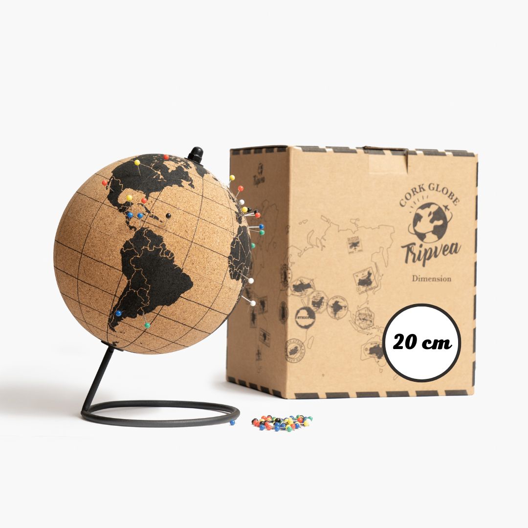 Globe terrestre en liège vintage – 20 cm