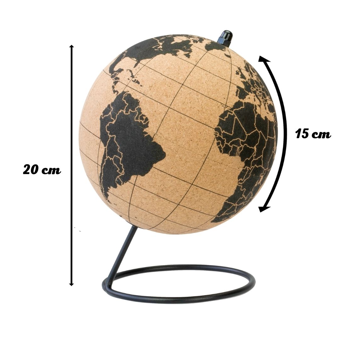 Globe terrestre en liège vintage – 20 cm
