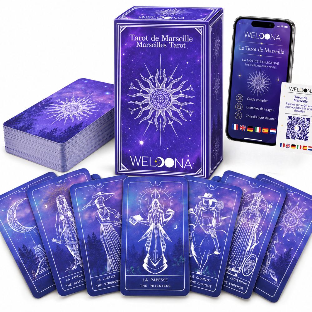 WELOONA- Tarot de Marseille - Jeu de cartes complet 78 cartes