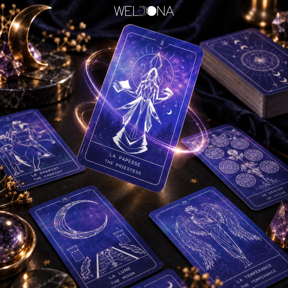 WELOONA- Tarot de Marseille - Jeu de cartes complet 78 cartes