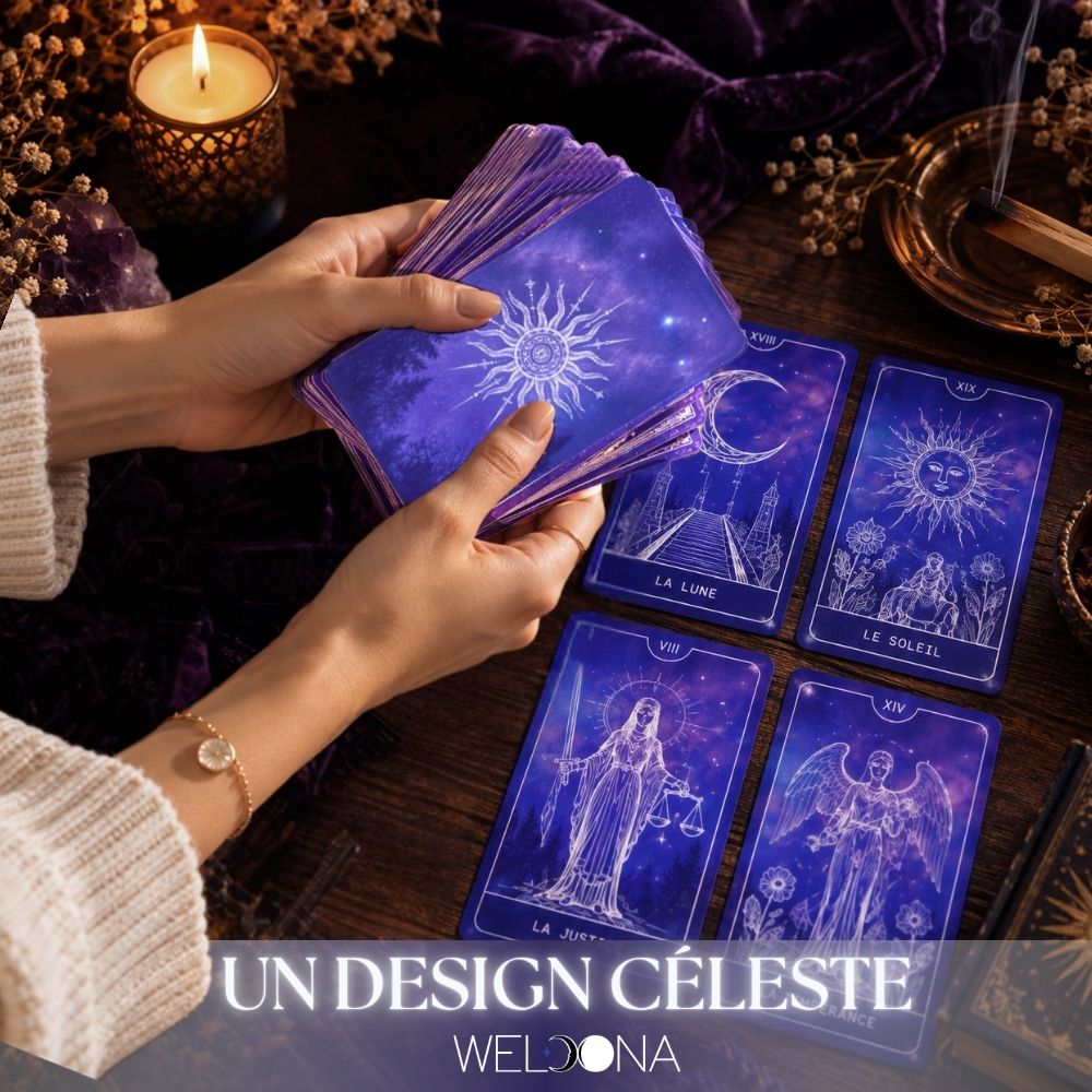 WELOONA- Tarot de Marseille - Jeu de cartes complet 78 cartes