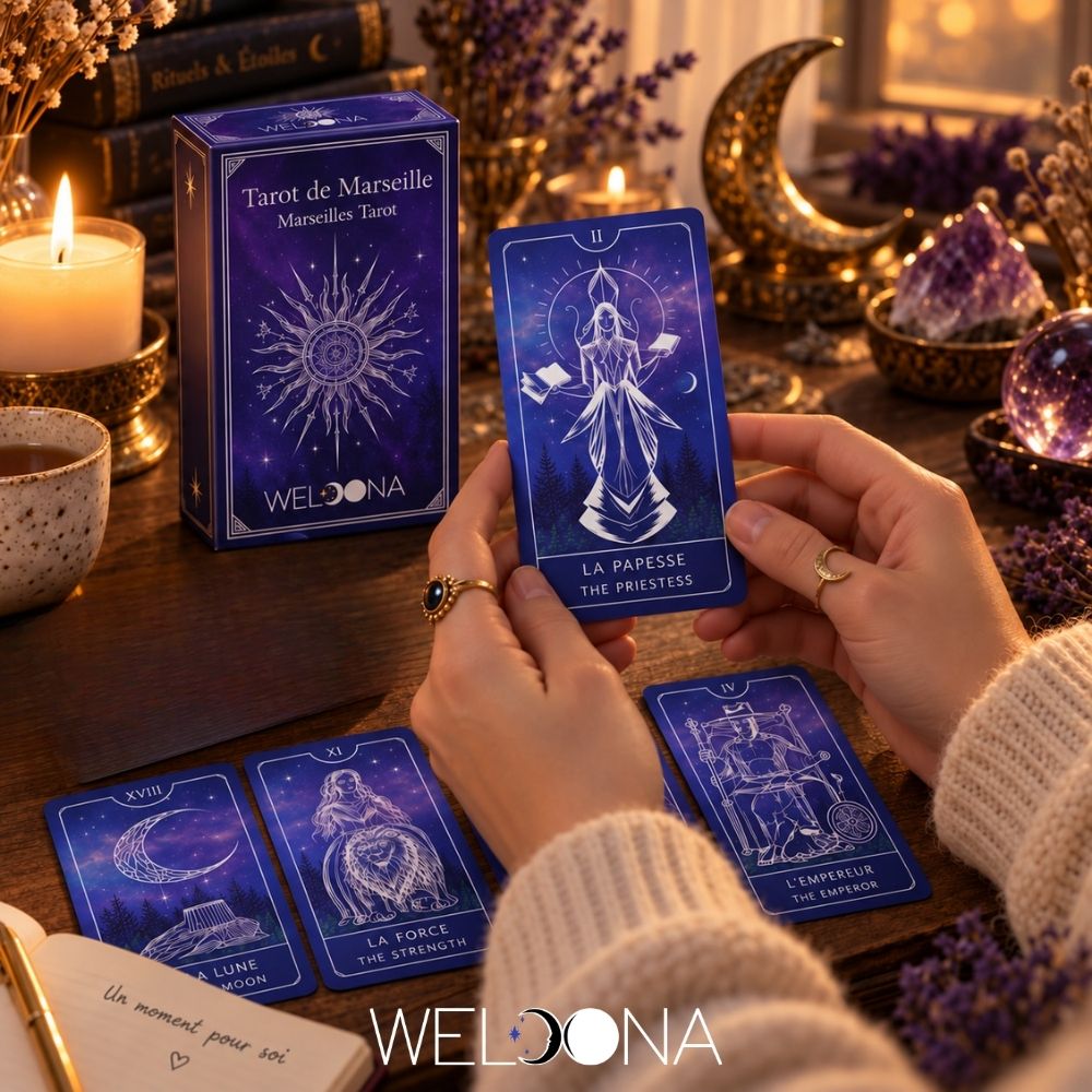 WELOONA- Tarot de Marseille - Jeu de cartes complet 78 cartes