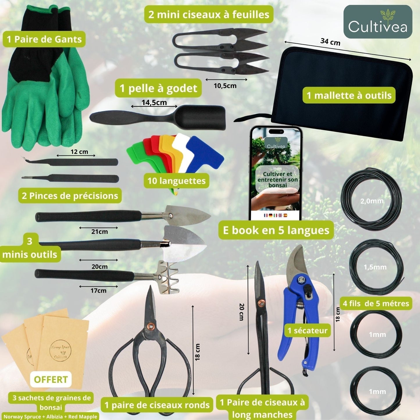 Malette 32 outils pour bonsai