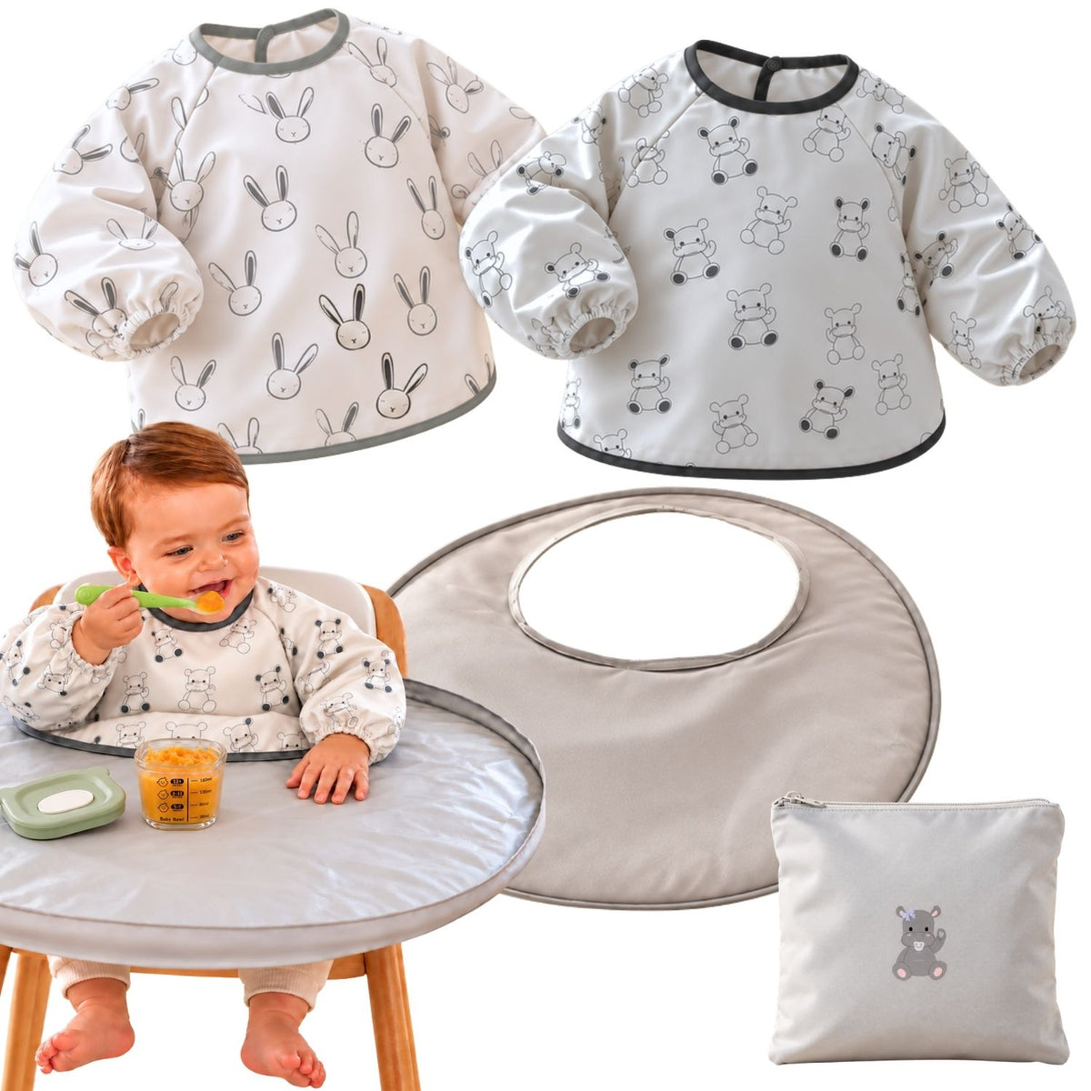 Kit 2 Bavoirs et plateau imperméables