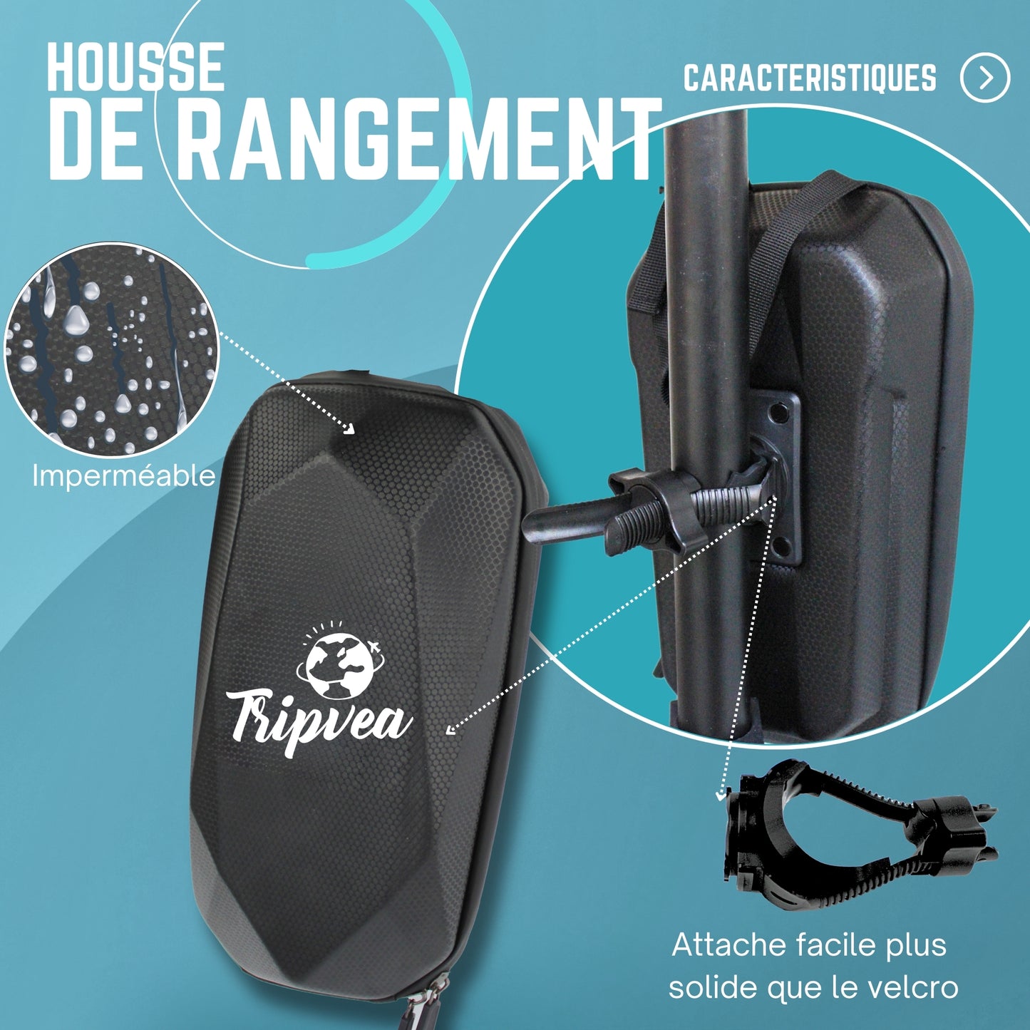 TRIPVEA® Antivol trottinette électrique, velo, poussette + housse de transport attachable - Cadenas ultra résistant + 3 clés