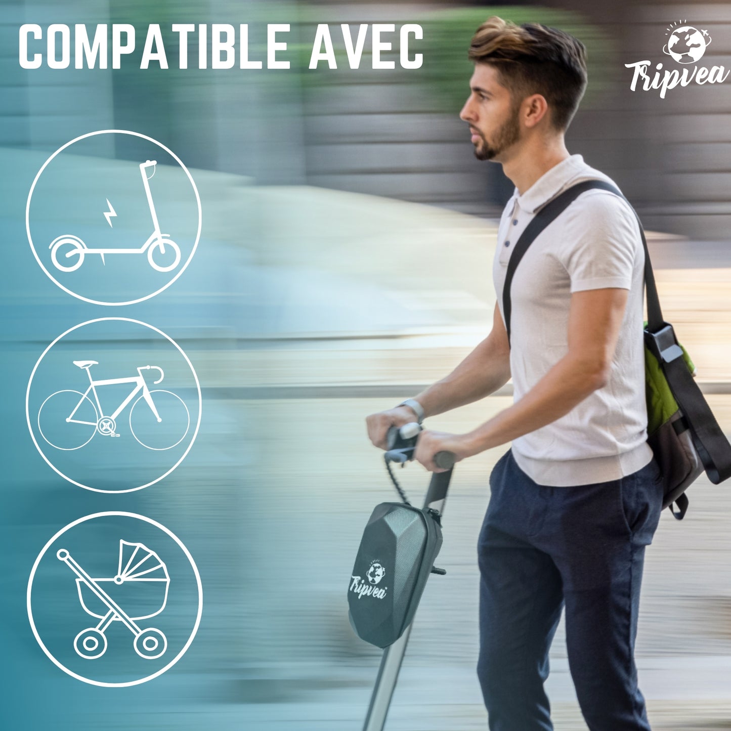 TRIPVEA® Antivol trottinette électrique, velo, poussette + housse de transport attachable - Cadenas ultra résistant + 3 clés