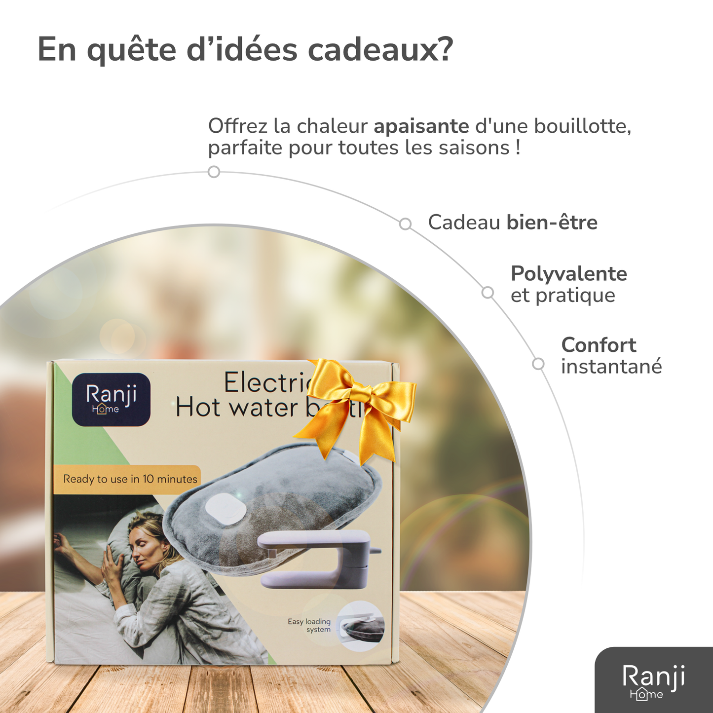 RANJI® Bouillotte Électrique Chauffante avec Ceinture