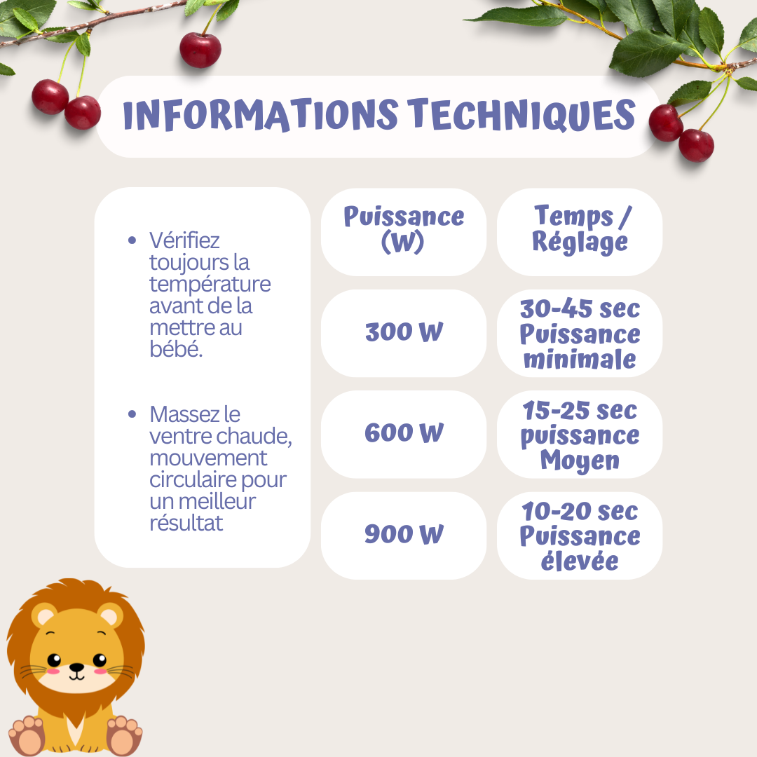 Bouillotte avec ceinture pour bébé - Noyaux de cerise (Lion)