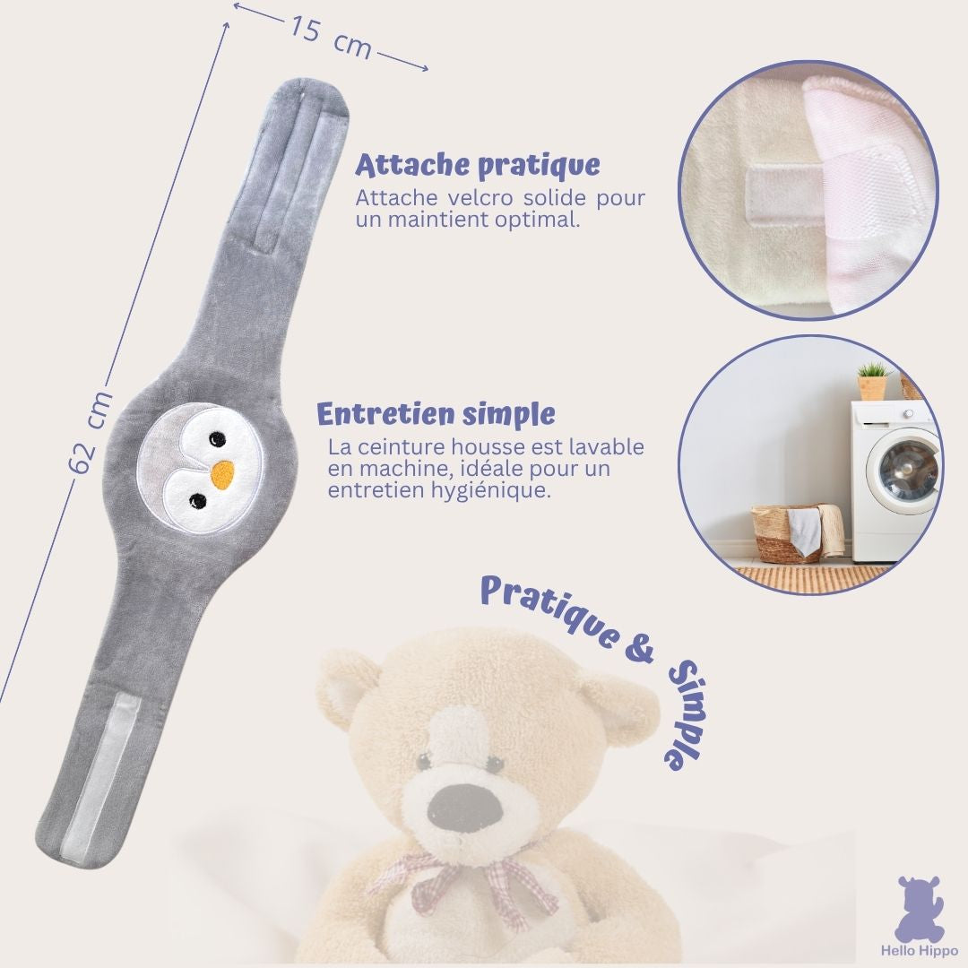Bouillotte avec ceinture pour bébé - Noyaux de cerise (Pingouin)