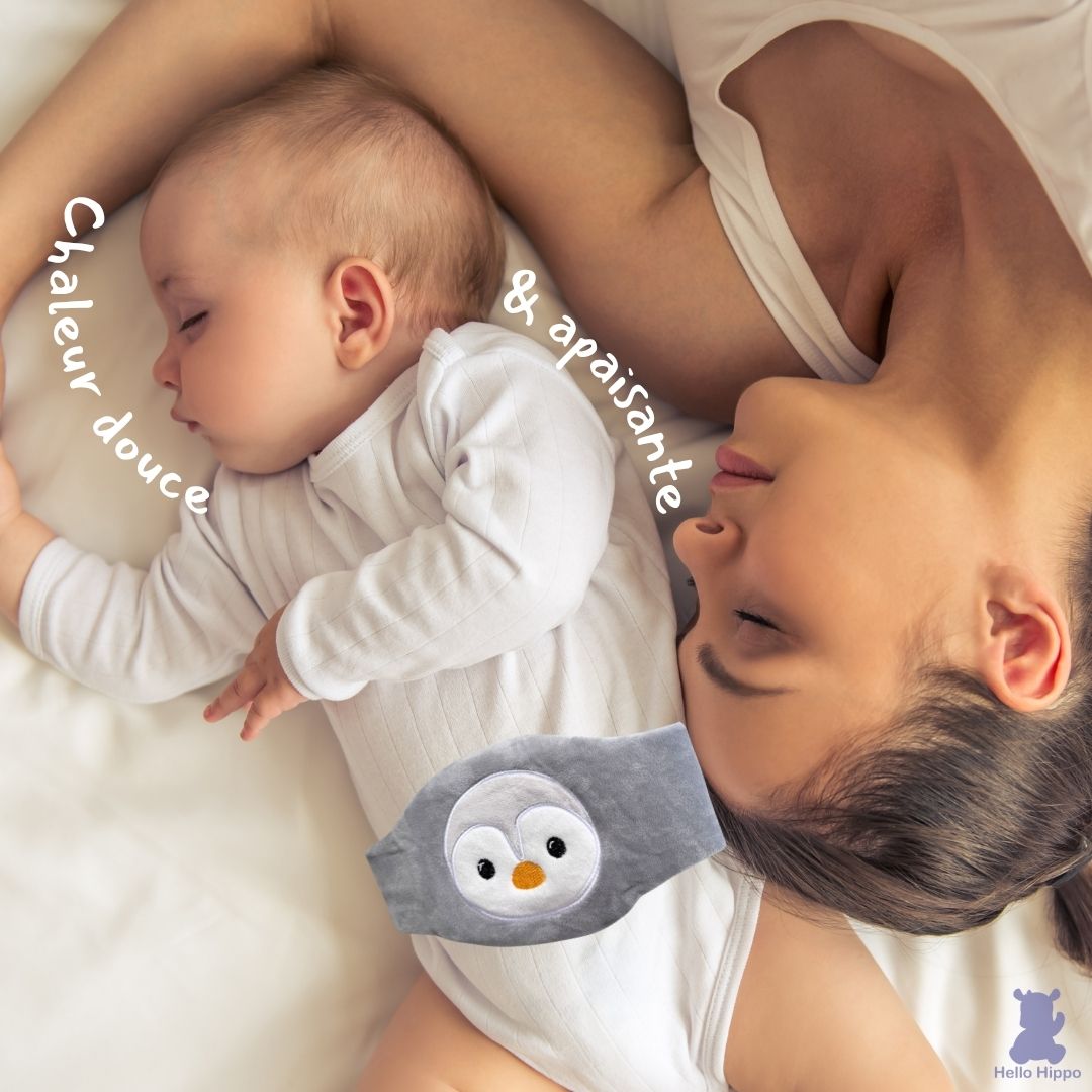 Bouillotte avec ceinture pour bébé - Noyaux de cerise (Pingouin)