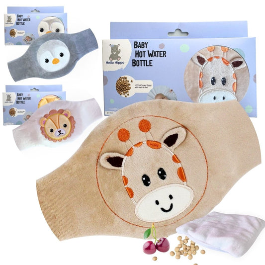Bouillotte avec ceinture pour bébé - Noyaux de cerise (Giraffe)
