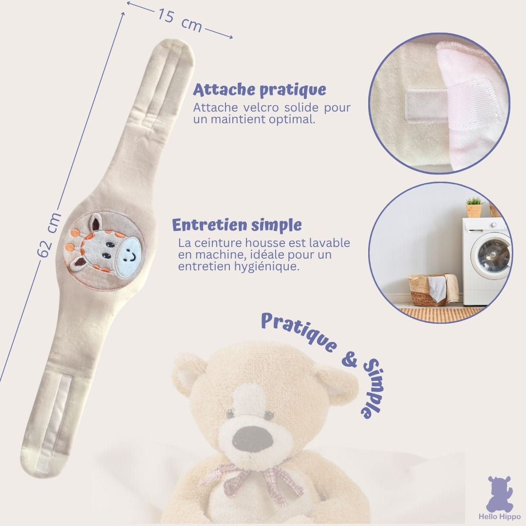 Bouillotte avec ceinture pour bébé - Noyaux de cerise (Giraffe)