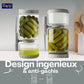 RANJI -Pot à Cornichon Retournable avec Pique Inclus 1300ml – Bocal Sablier en Verre Hermétique Sans BPA