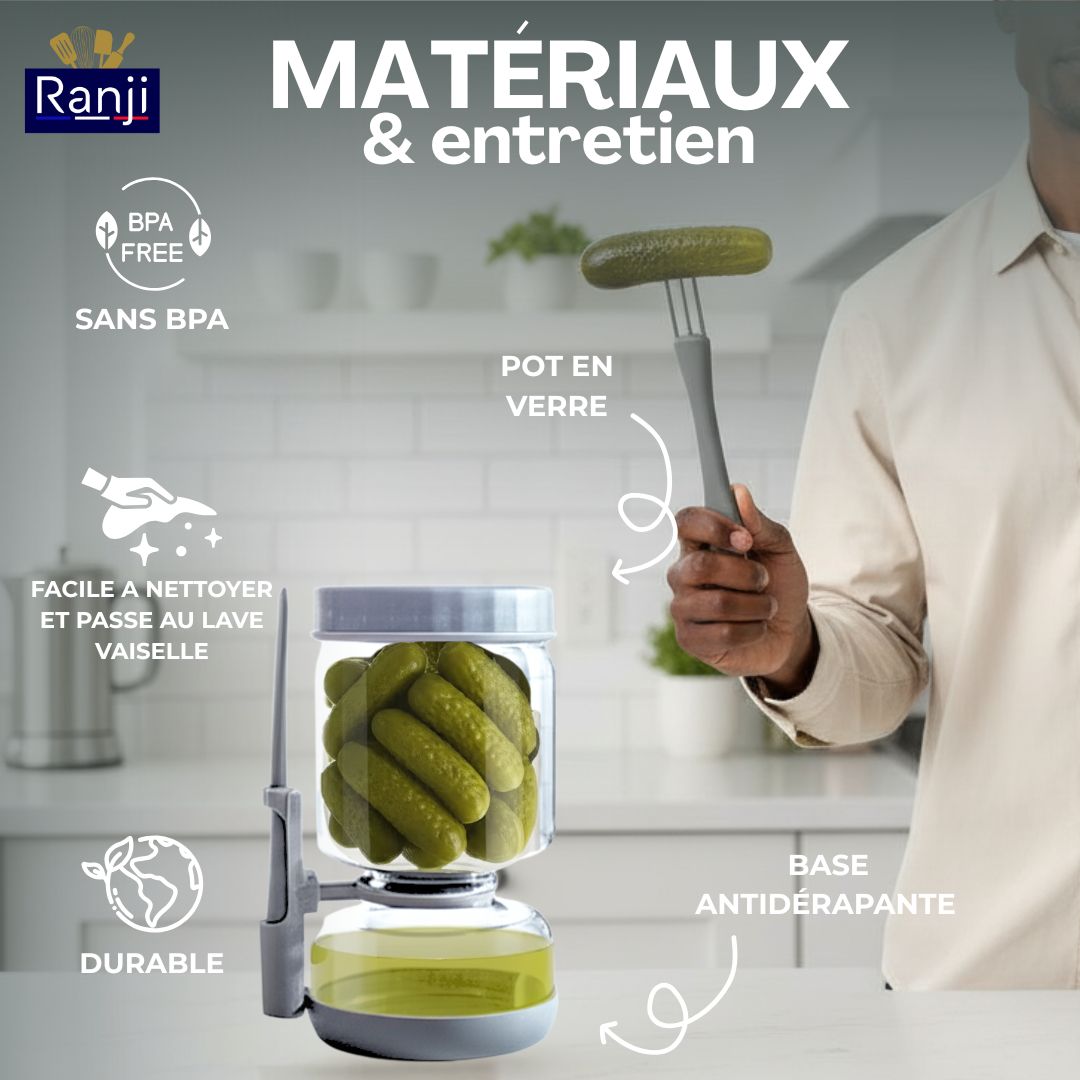 Pickle Jar with Strainer 900ml – Flip Hourglass Glass Container for Pickles & Olives
