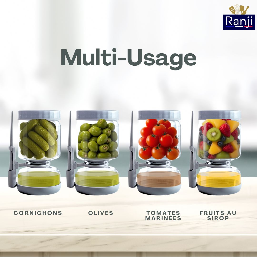 Pickle Jar with Strainer 900ml – Flip Hourglass Glass Container for Pickles & Olives