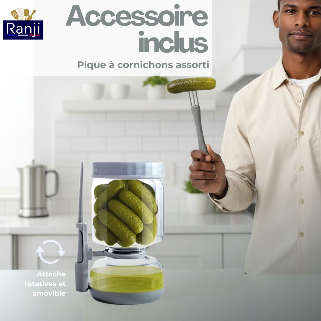 Pickle Jar with Strainer 900ml – Flip Hourglass Glass Container for Pickles & Olives