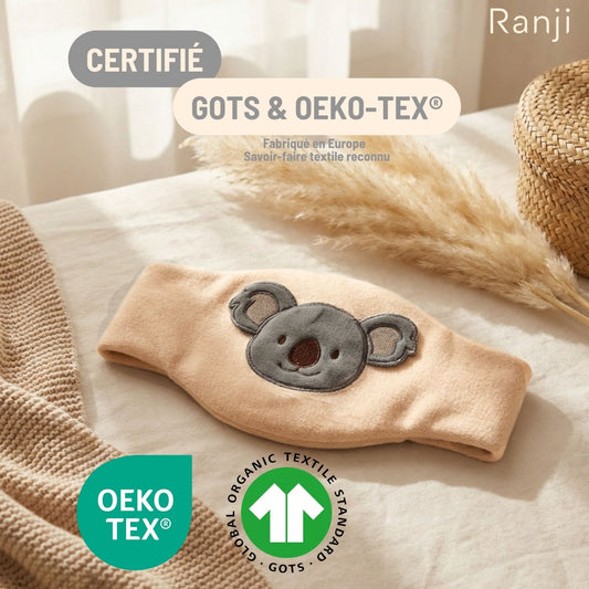 Bouillotte Bébé Anti Colique à Noyaux de Cerise - OEKO-TEX & Coton Bio GOTS (Koala)