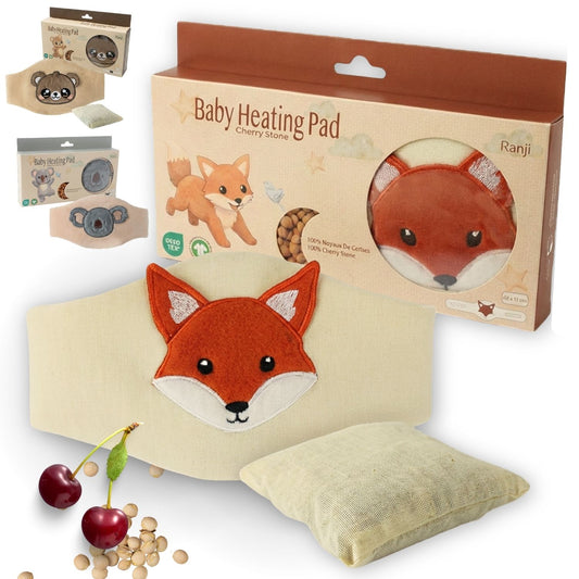 Bouillotte Bébé Anti Colique à Noyaux de Cerise - OEKO-TEX & Coton Bio GOTS (Renard)