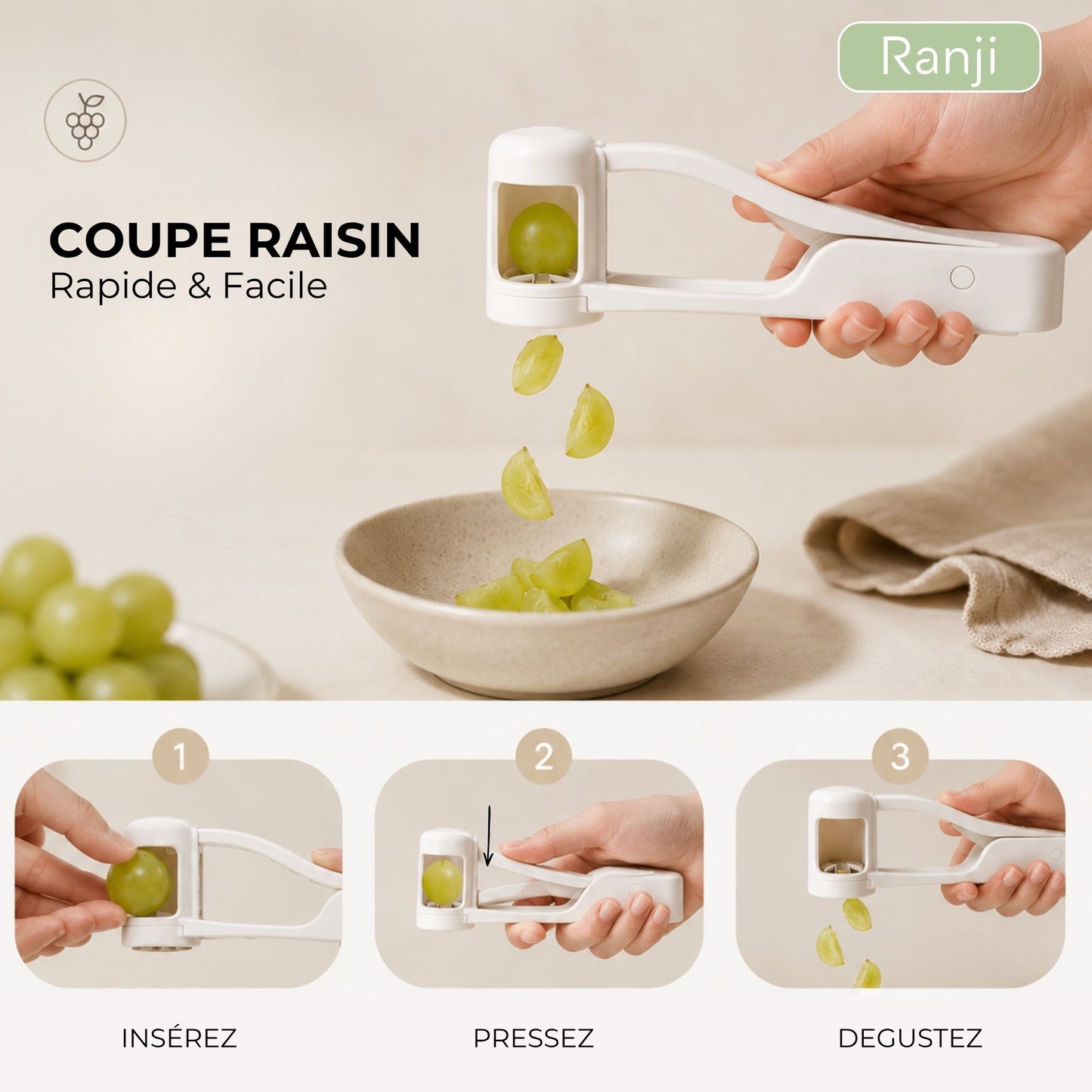 Coupe Raisin Multifonction – Coupe Tomates Cerises & Fraises