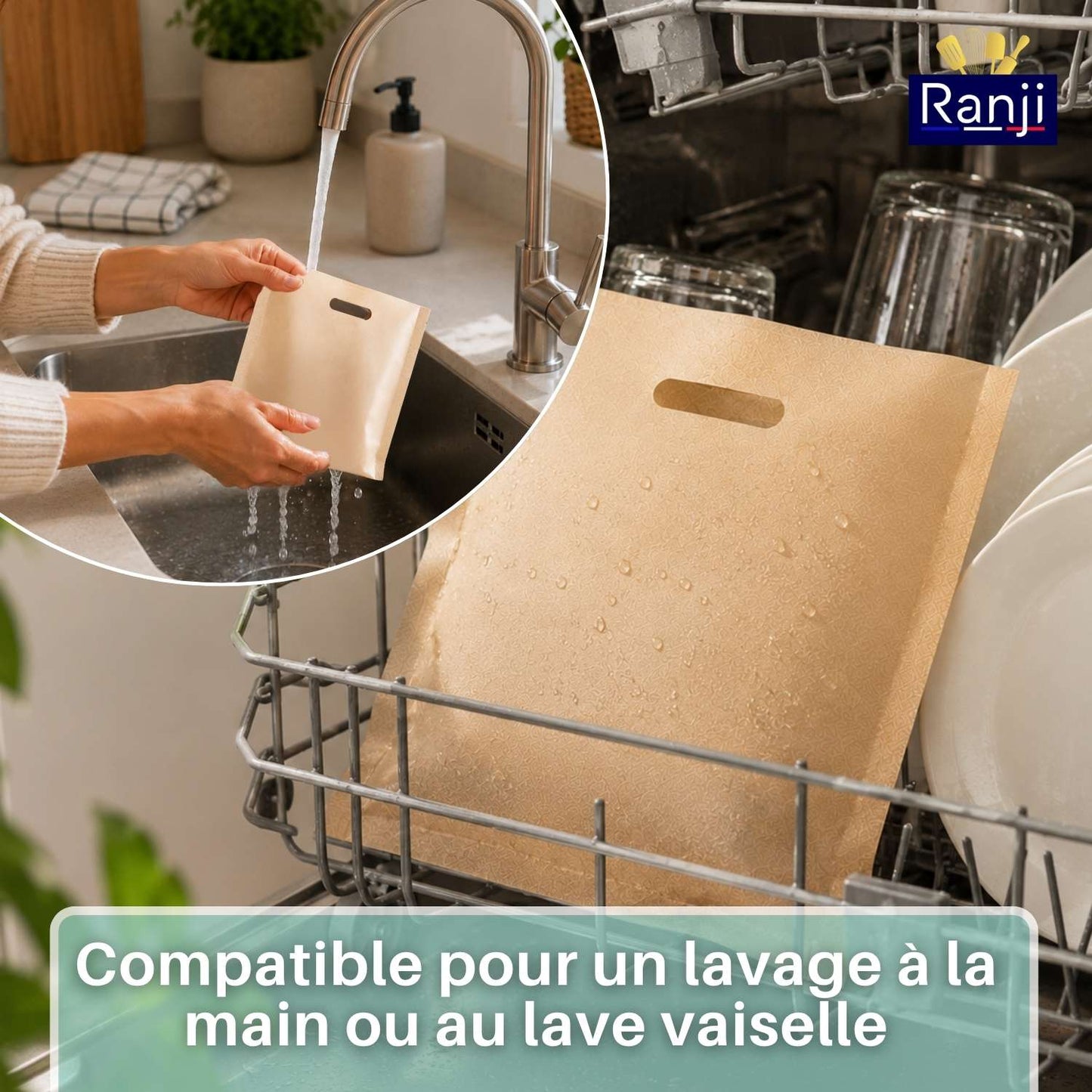 Ranji 10x Maxi Sacs à Grille-Pain Réutilisables –Toaster Bags XL - Sachets de Cuisson Alimentaire Antiadhésifs