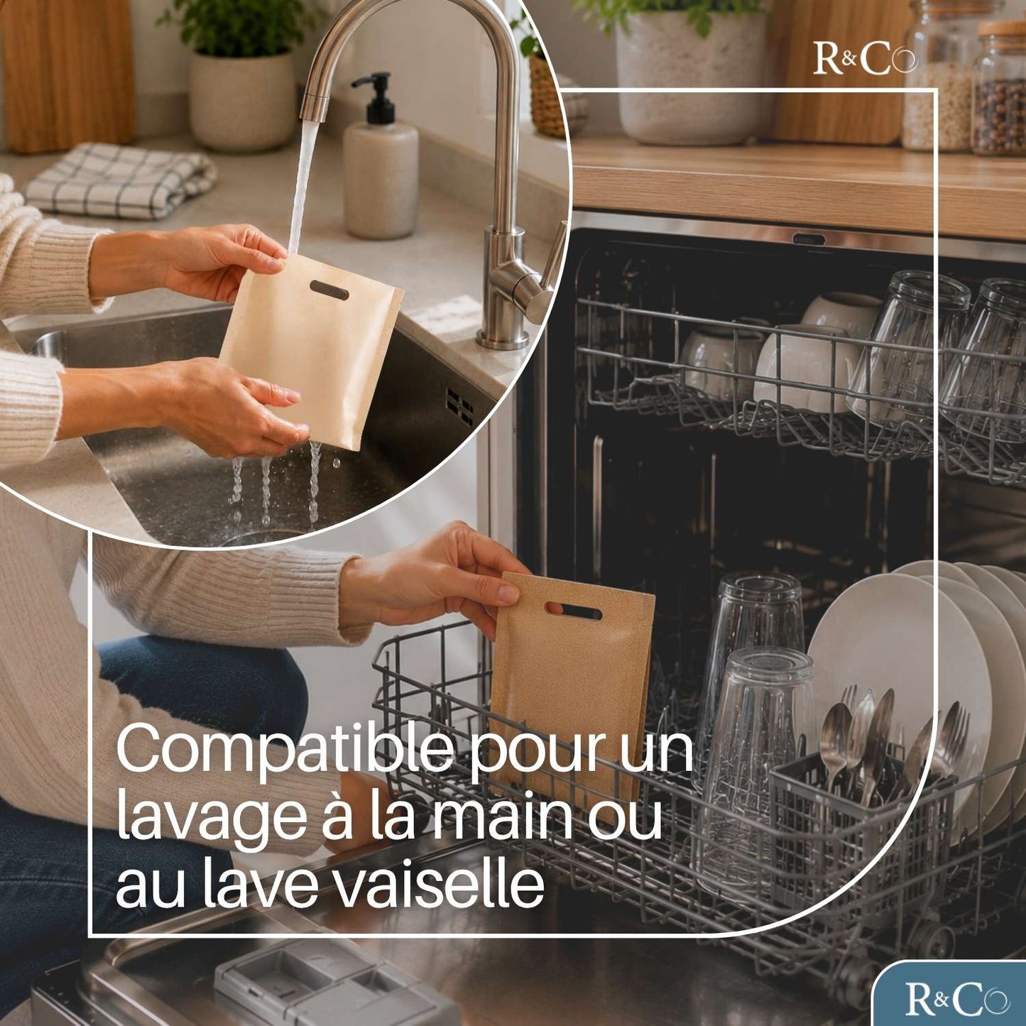 R&Co® Lot de 14 Toaster Bags Réutilisables – 4 Tailles Différentes – Sacs de Cuisson Antiadhésifs Sans BPA pour Grille-Pain, Air Fryer et Four