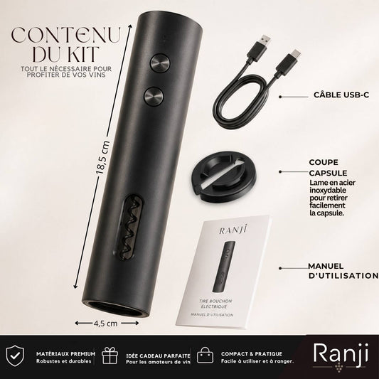 Ranji -  Tire Bouchon Électrique Rechargeable USB-C