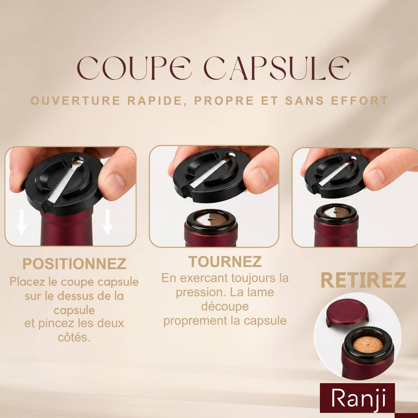 Ranji -  Tire Bouchon Électrique Rechargeable USB-C