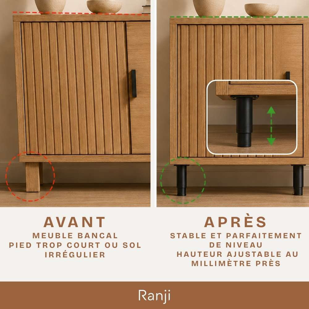 Lot de 4 Pied de Meuble Réglables en Acier