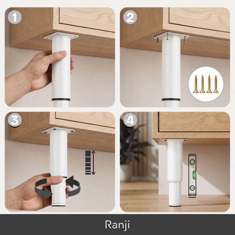 Lot de 4 Pied de Meuble Réglables en Acier