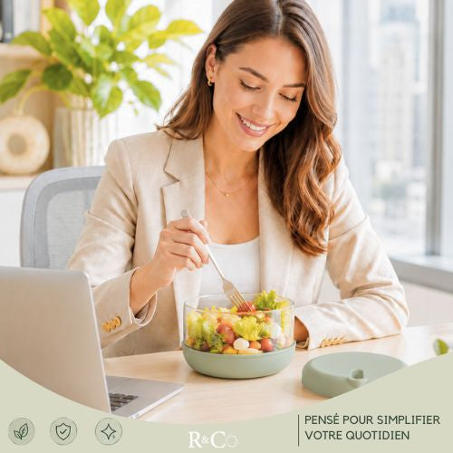 Lot de 2 Bocaux en Verre Ronds avec Couvercle Hermétique 1500 ml