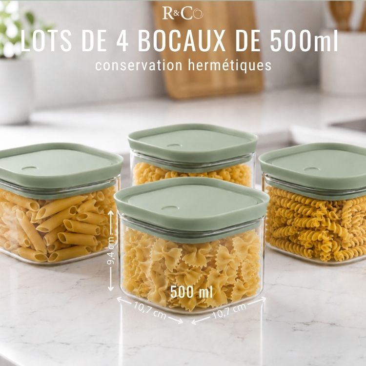 Bocal en Verre avec Couvercle Hermétique à Ouverture Facile – Cuillère Intégrée