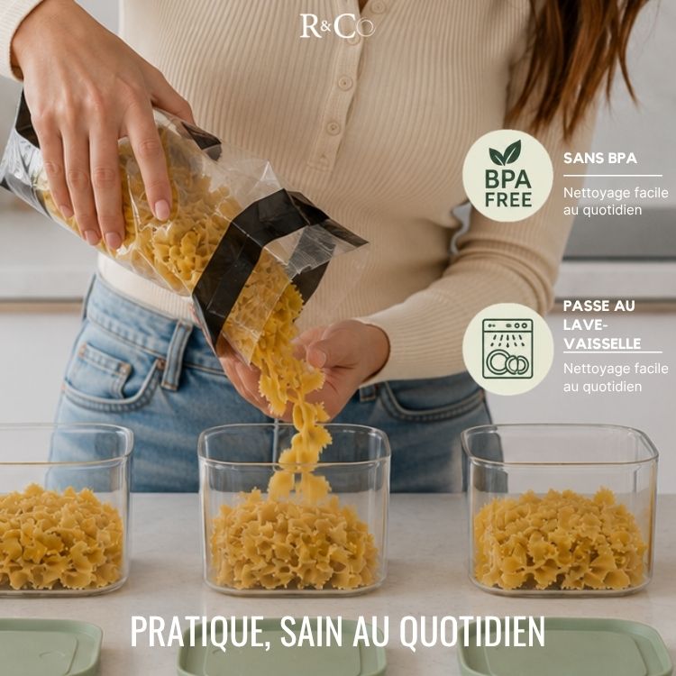 Bocal en Verre avec Couvercle Hermétique à Ouverture Facile – Cuillère Intégrée