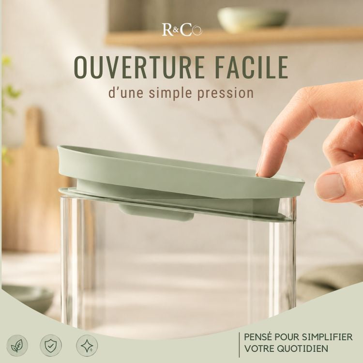 Bocal en Verre avec Couvercle Hermétique à Ouverture Facile – Cuillère Intégrée