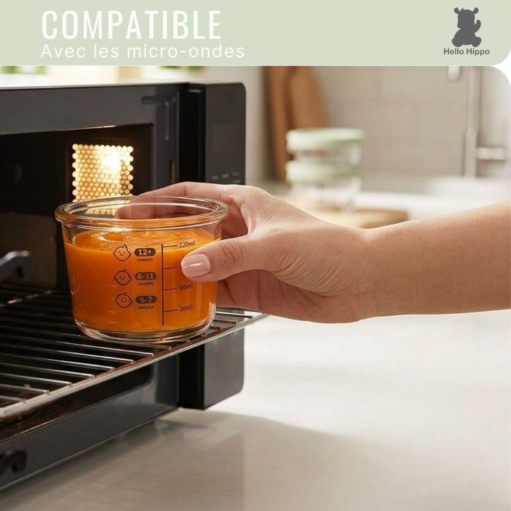 Lot de 6 Petits Pots Bébé en verre 160 ml – Idéal pour la Diversification Alimentaire
