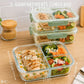 Lot de 3 Bocaux en Verre avec Couvercle Hermétique 930 ml - 3 Compartiments