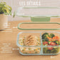 Lot de 3 Bocaux en Verre avec Couvercle Hermétique 930 ml - 3 Compartiments