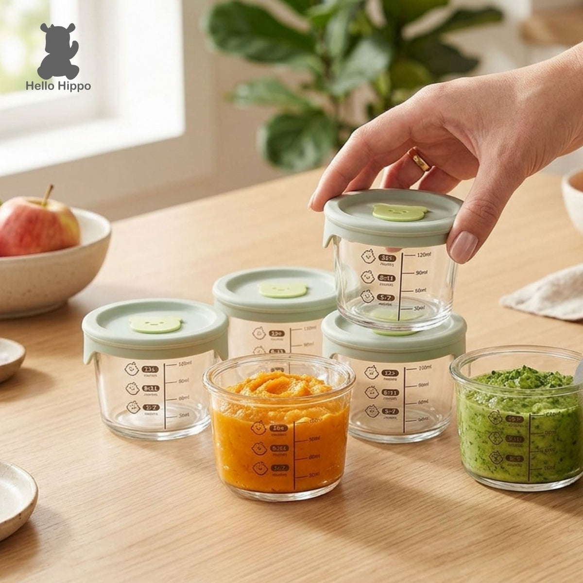 Lot 6 Pots Ronds pour Bébé en Verre 120 ml pour Repas