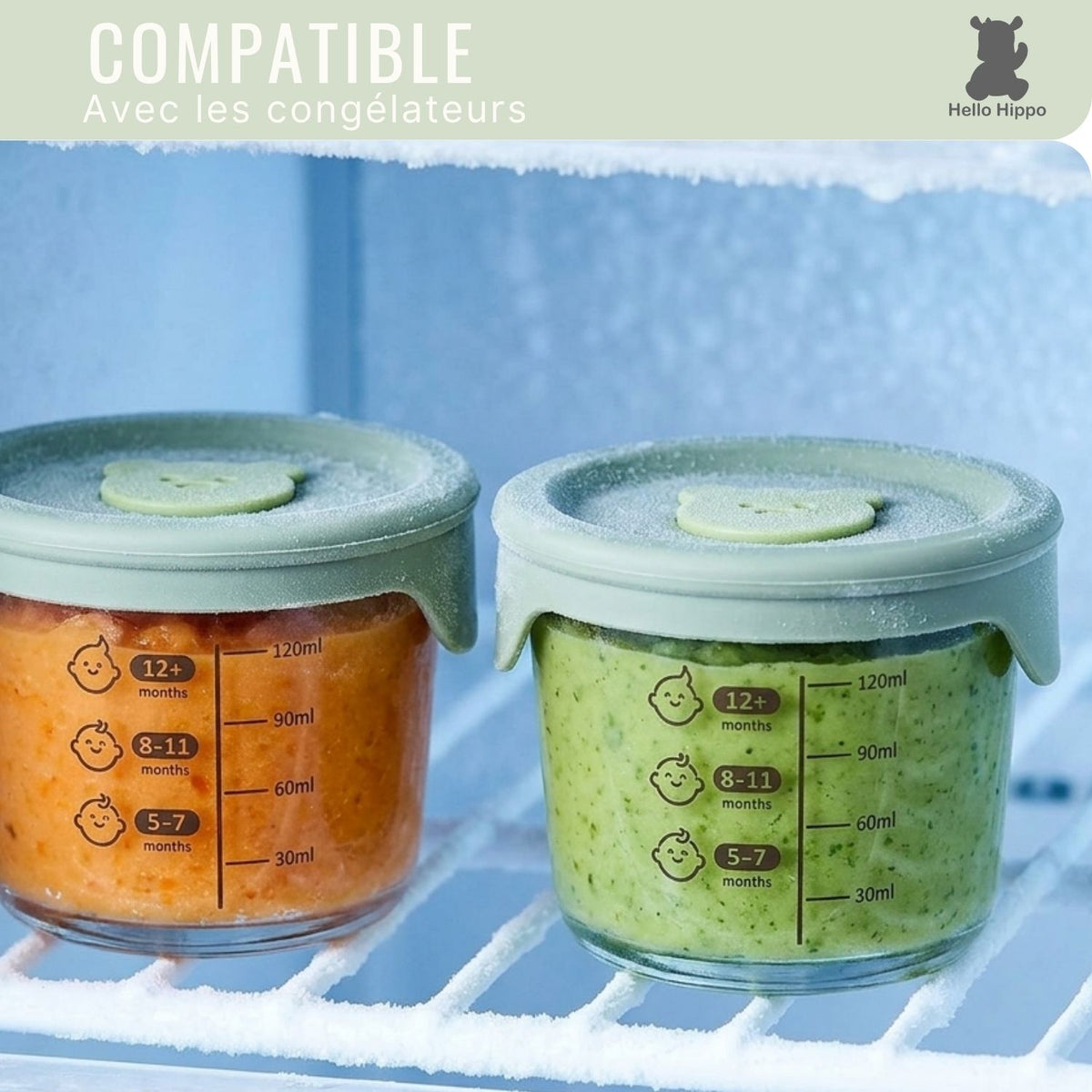 Lot 6 Pots Ronds pour Bébé en Verre 120 ml pour Repas